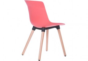 Cadeira-fixa-polipropileno-ANM 6708 F-Coral-pé-madeira-Anima-costas